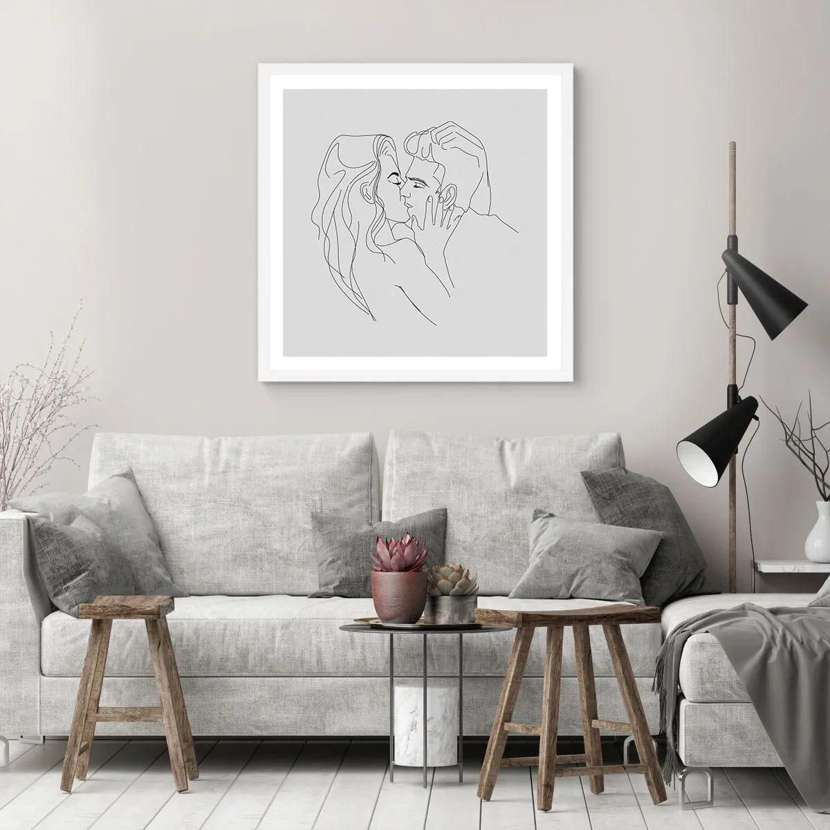 Poster in een witte lijst - Dezelfde regel - 60x60 cm