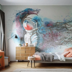 Fotobehang Premium Sand - Alleen met de kosmos - Astronaut, Kosmonaut, Abstractie - 300x210 cm