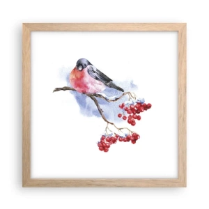 Een poster in een licht eiken lijst - Winter in kleur - 30x30 cm