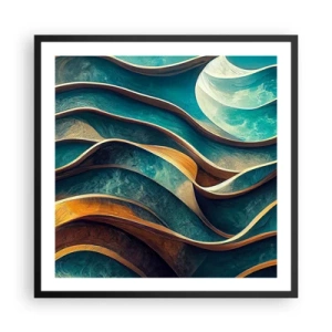Poster in een zwarte lijst - Meanders van blauw - 60x60 cm