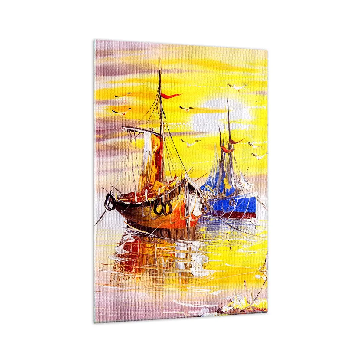 Schilderen op glas - Een welverdiende rust in de haven - 70x100 cm