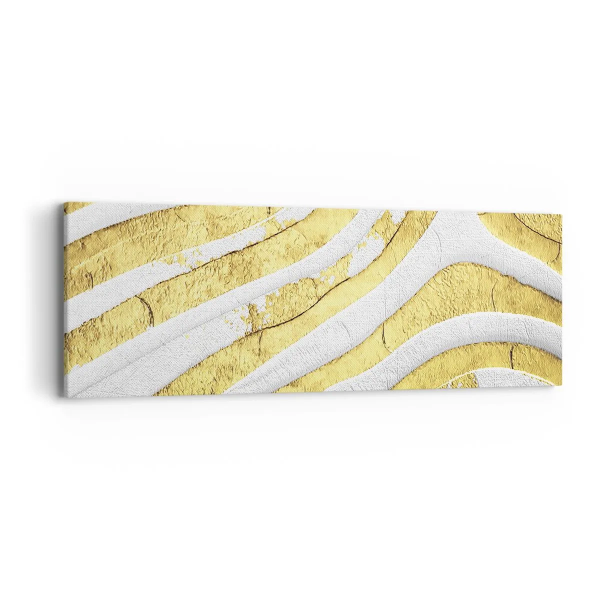 Schilderen op canvas - Compositie in wit en goud - 90x30 cm