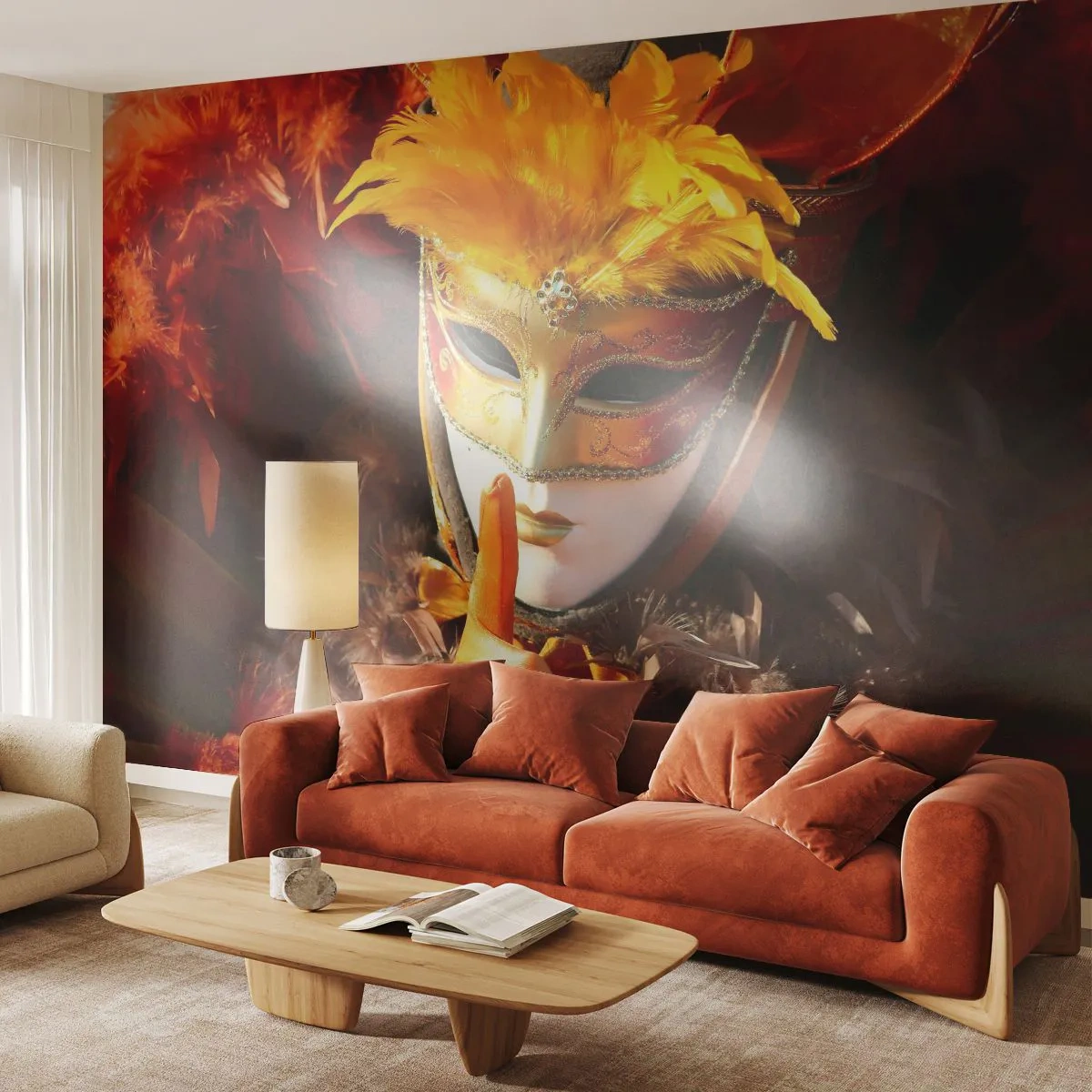 Zelfklevend Fotobehang Deluxe Sticker - Mysterie maakt deel uit van het spel - Venetiaans masker, Deel, Venetië - 250x175 cm