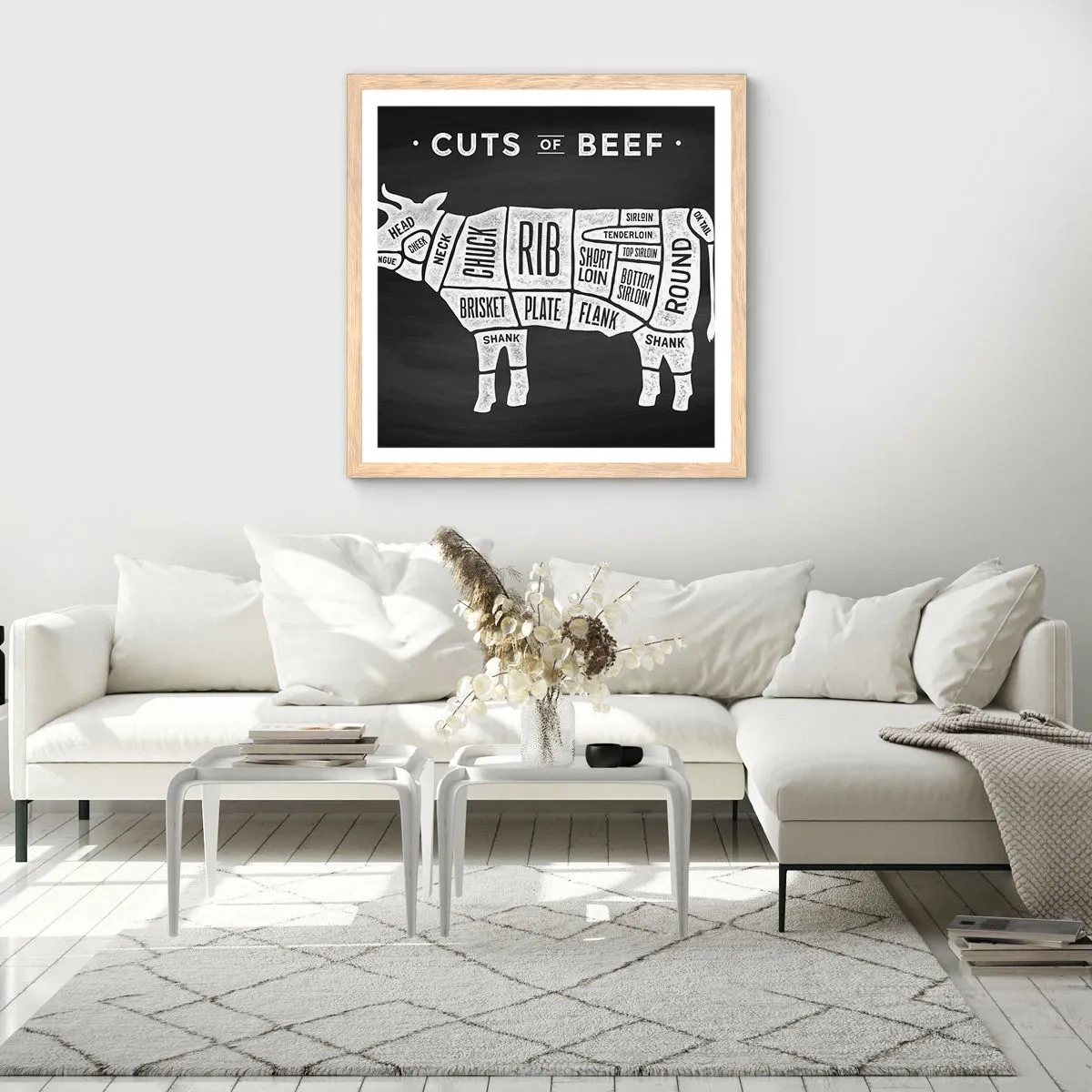 Een poster in een licht eiken lijst - Slagers ABC - 50x50 cm