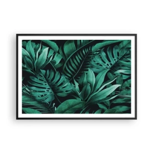 Poster in een zwarte lijst - De diepte van tropisch groen - 100x70 cm