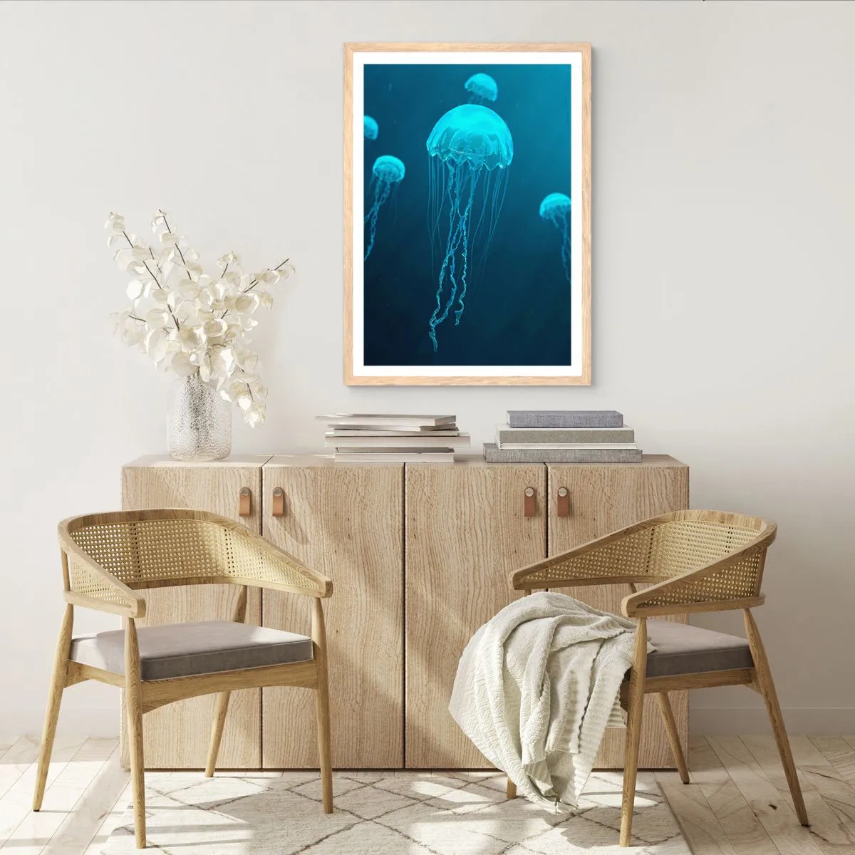 Een poster in een licht eiken lijst - Oceaandans - 50x70 cm