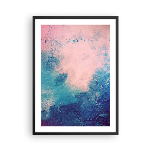 Poster in een zwarte lijst - Abstracte compositie in blauw en roze - 50x70cm - Hemelse omhelzingen - Moderne wanddecoratie voor woonkamer en slaapkamer ARTTOR