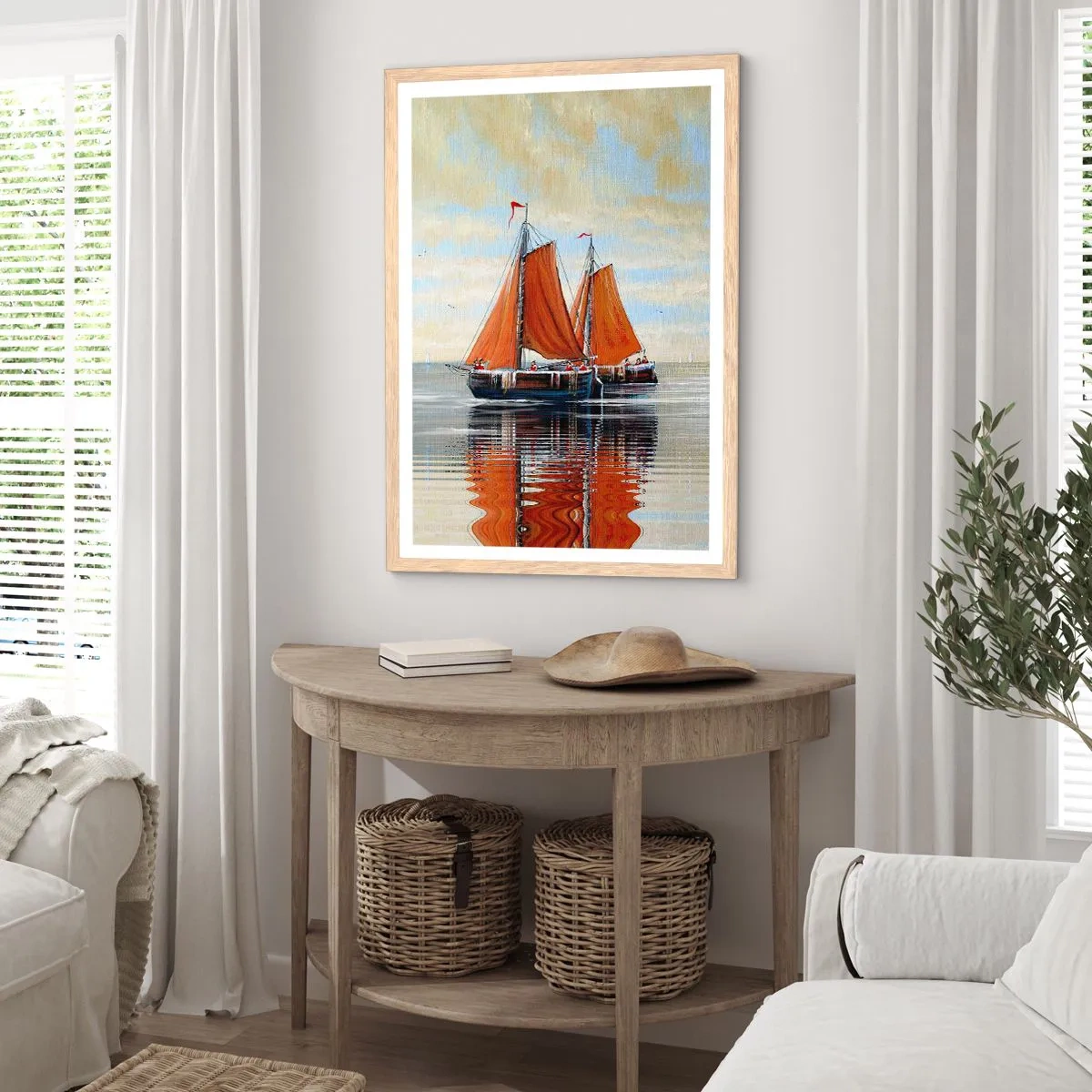 Een poster in een licht eiken lijst - Hé, zeil, matroos... - 61x91 cm