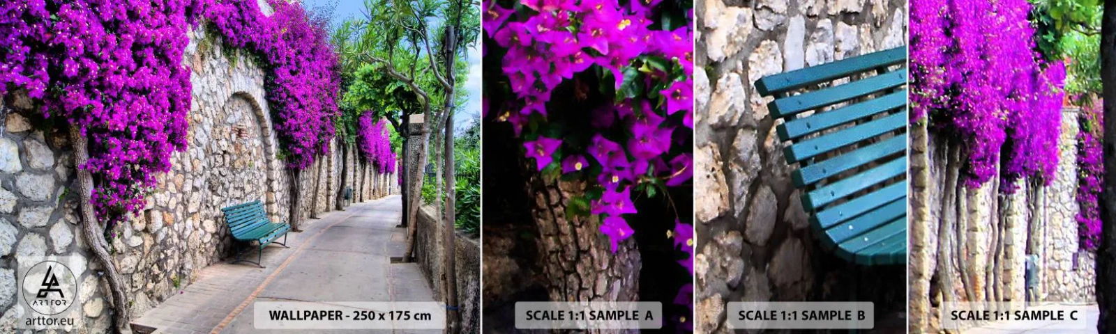 Fotobehang Staaltje Standard Eco - Laten we elkaar zo snel mogelijk ontmoeten - Stad, Bloemen, Italië - 100x30 cm