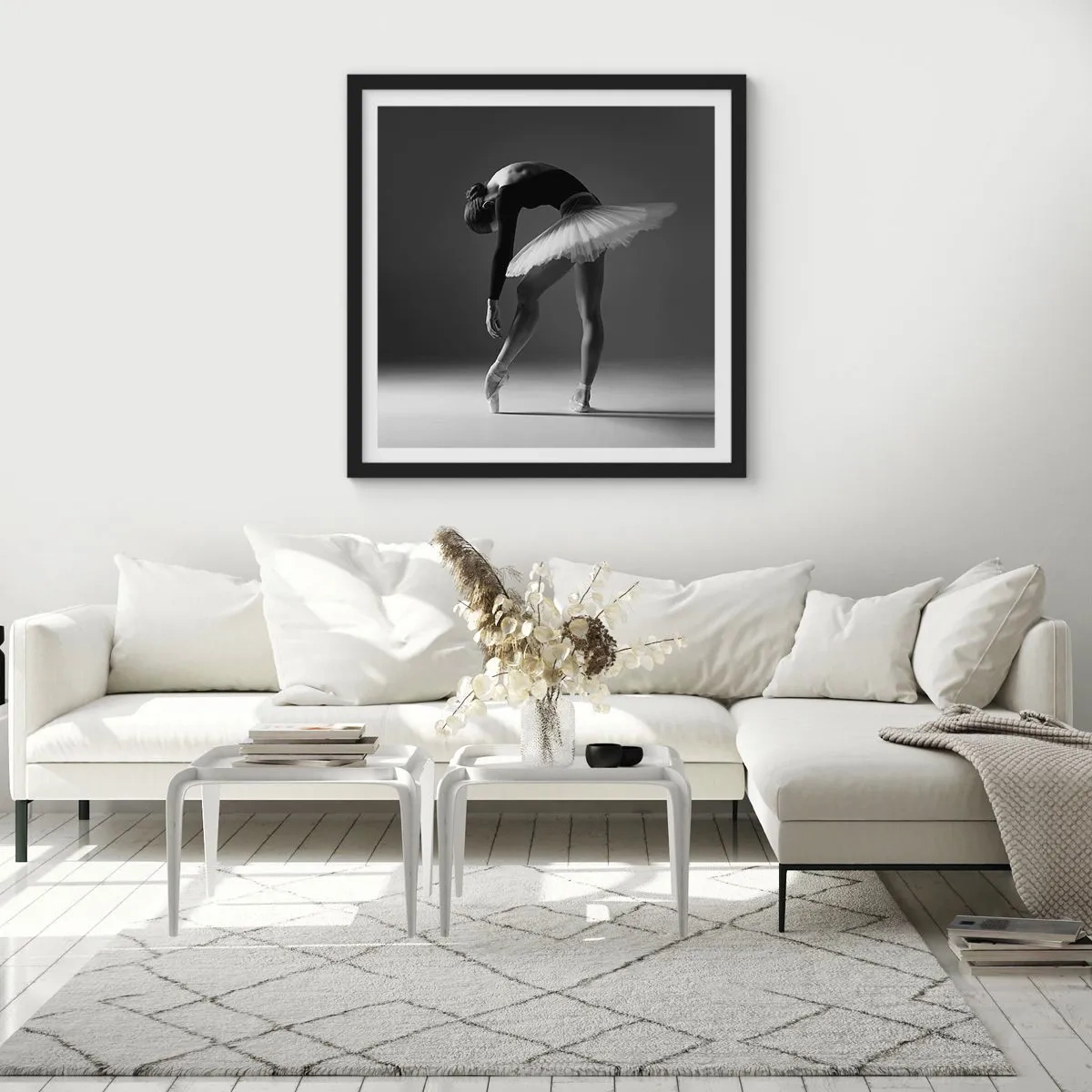 Poster in een zwarte lijst - Bella ballerina - 30x30 cm