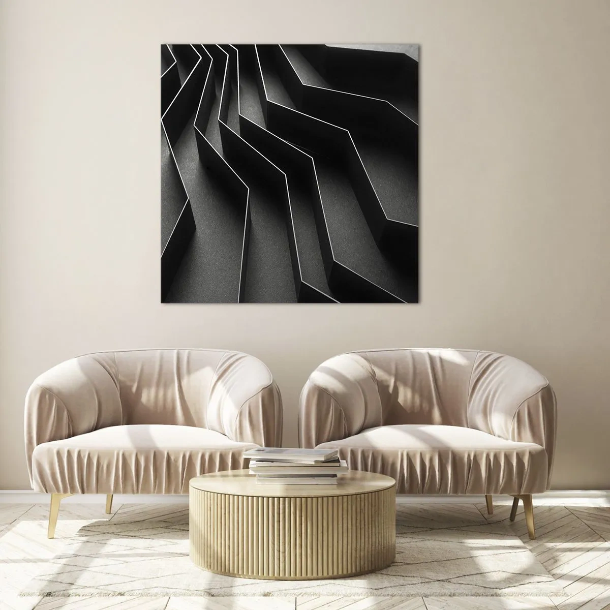 Schilderen op glas - Ruimtelijke orde - 40x40 cm