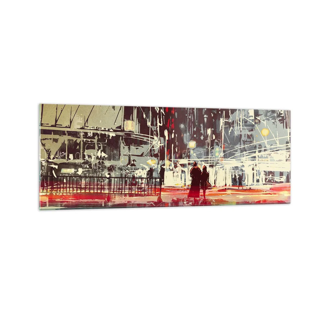 Schilderen op glas - Een grote stadsoversteek - 140x50 cm