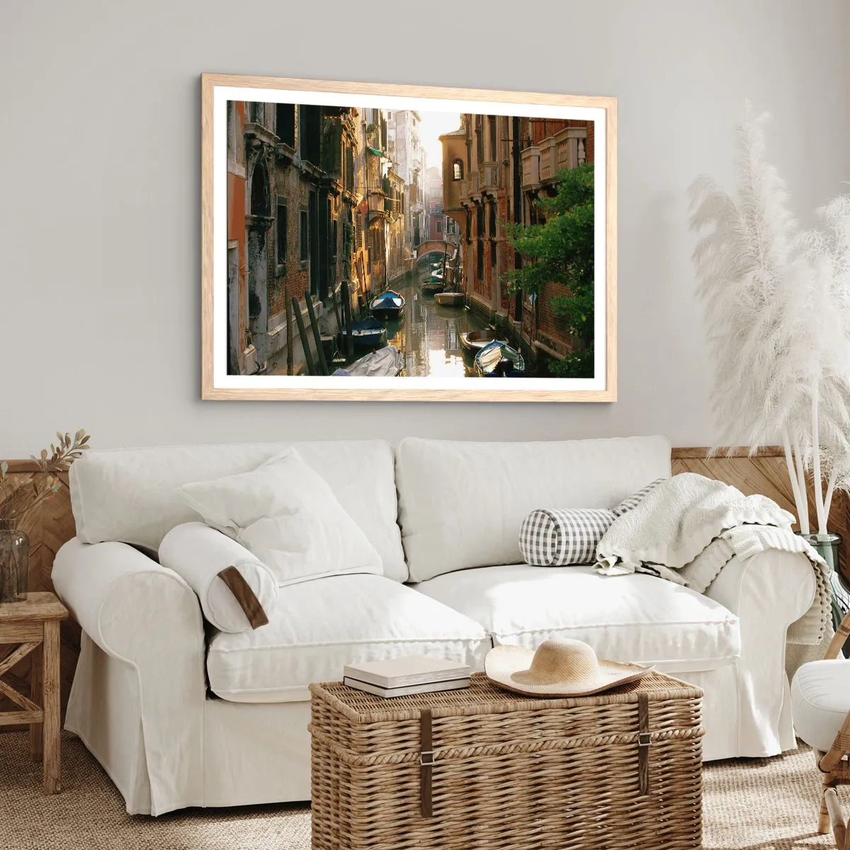 Een poster in een licht eiken lijst - In een Venetiaans steegje - 40x30 cm