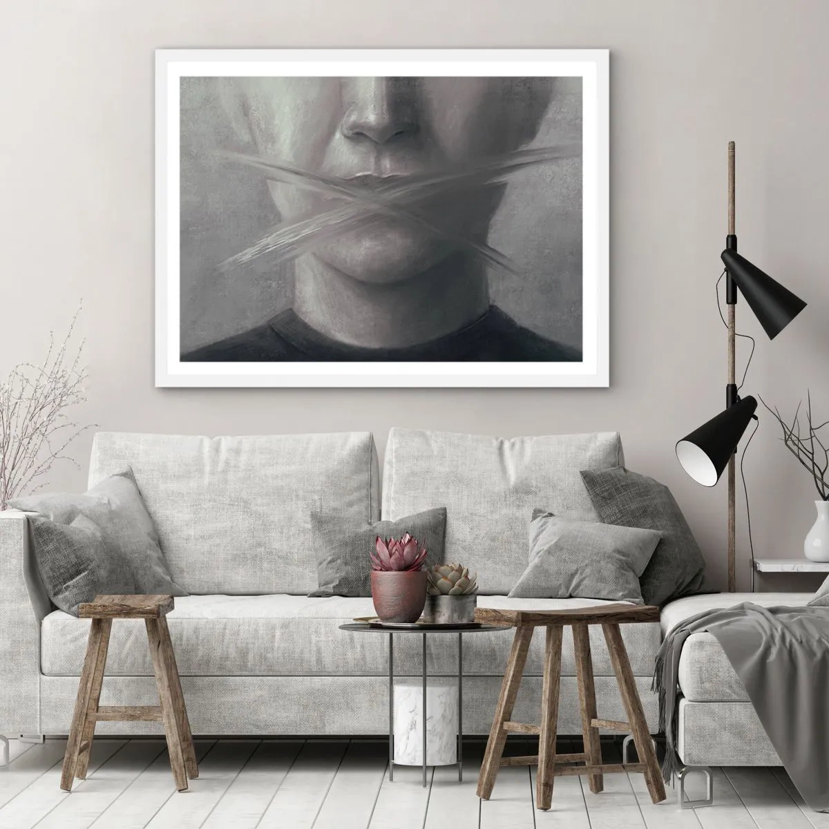 Poster in een witte lijst - Zonder een woord - 50x40 cm