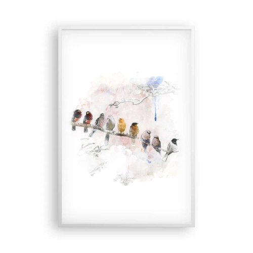Poster in een witte lijst - Gevleugelde ontmoeting - 61x91 cm