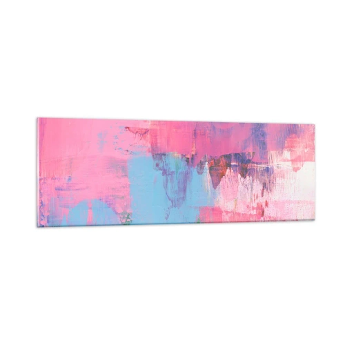 Schilderen op glas - Roze, blauw en een vleugje licht - 90x30 cm