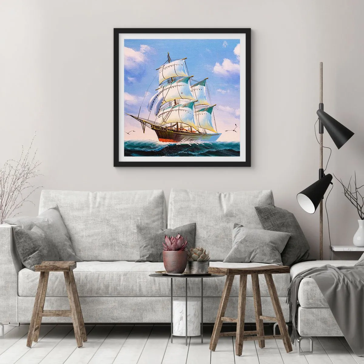 Poster in een zwarte lijst - Trots met de wind - 40x40 cm