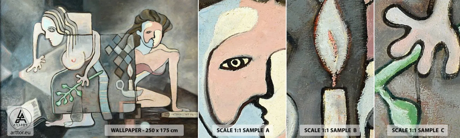 Fotobehang Monster Zelfklevend Deluxe Sticker - Mozaïek van geest en materie - Abstractie, Kubisme, Mensen - 100x30 cm