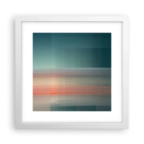Poster in een witte lijst - Abstractie: golven van licht - 30x30 cm