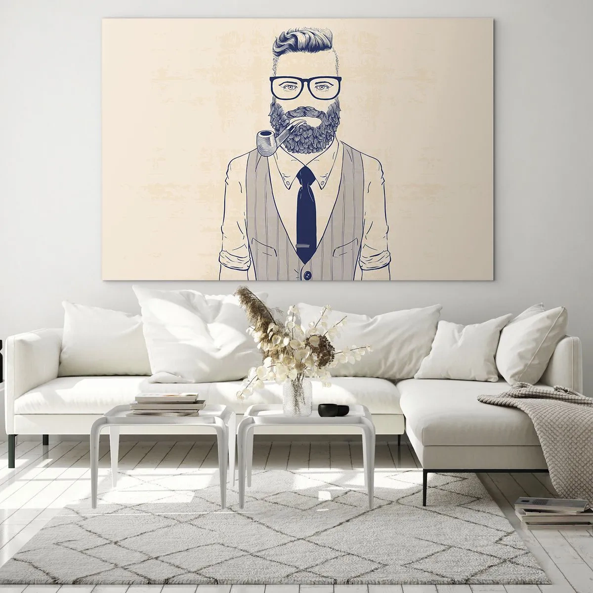 Schilderen op glas - Vrolijk, mannelijk en modieus - 120x80 cm