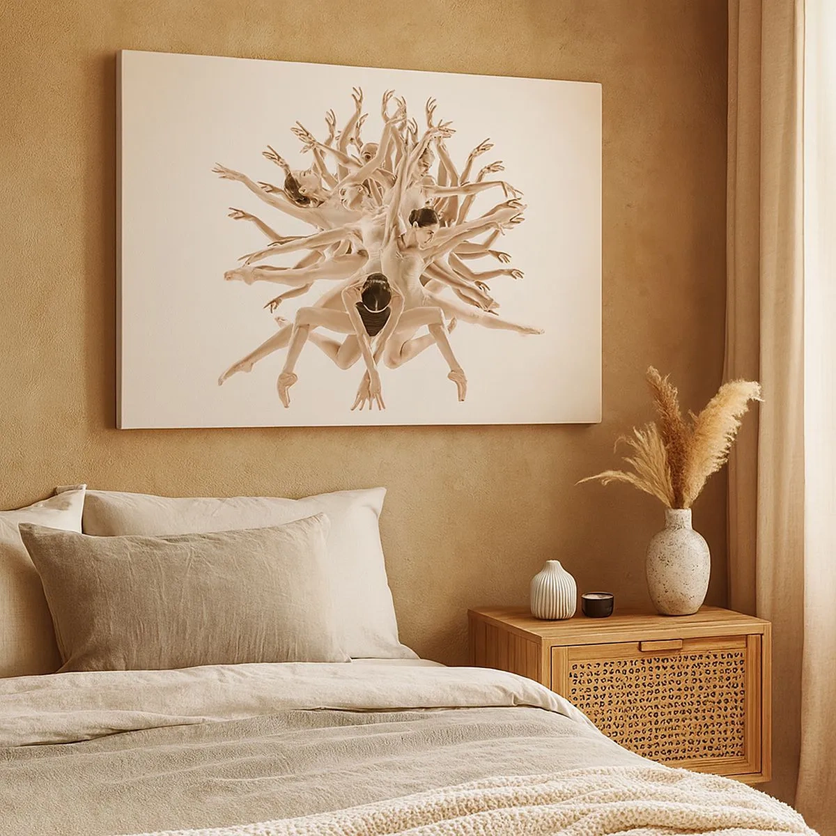 Schilderen op canvas - Abstracte compositie van bewegende dansers - 70x50cm - Bloeiend in dans - Moderne wanddecoratie voor woonkamer en slaapkamer ARTTOR