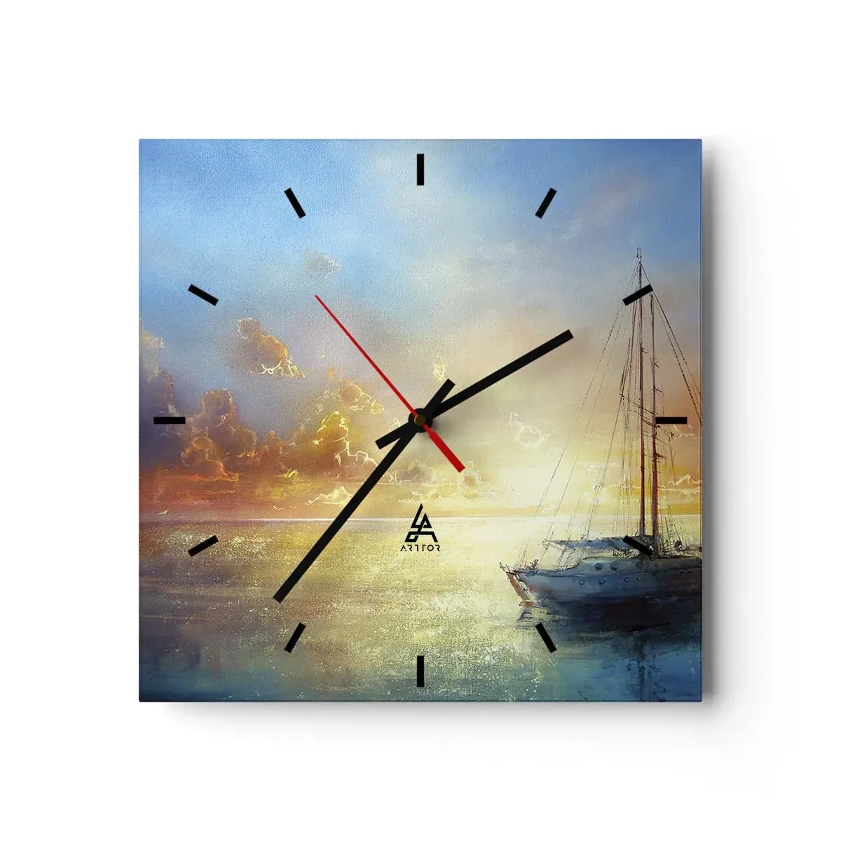 Wandklok - Klok - In een gouden baai - 30x30 cm