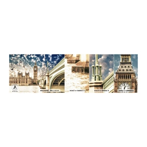 Fotobehang Monster Zelfklevend Deluxe Sticker - Luchtige wolken boven de Theems - Stad, Londen, Engeland - 100x30 cm