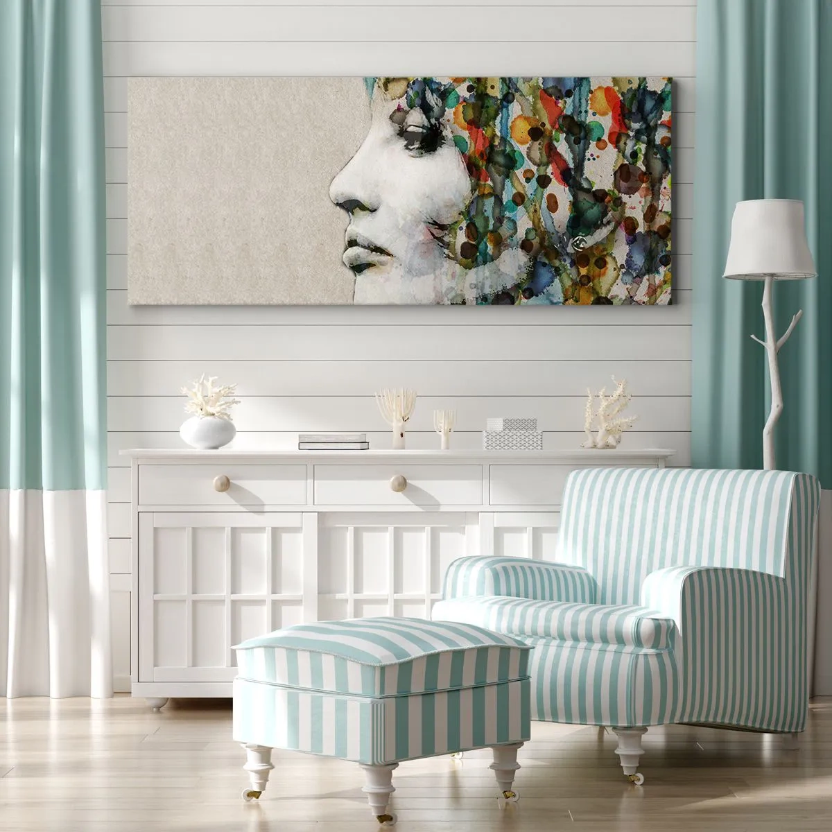 Schilderen op canvas - Ze kwam uit het grijs - 90x30 cm