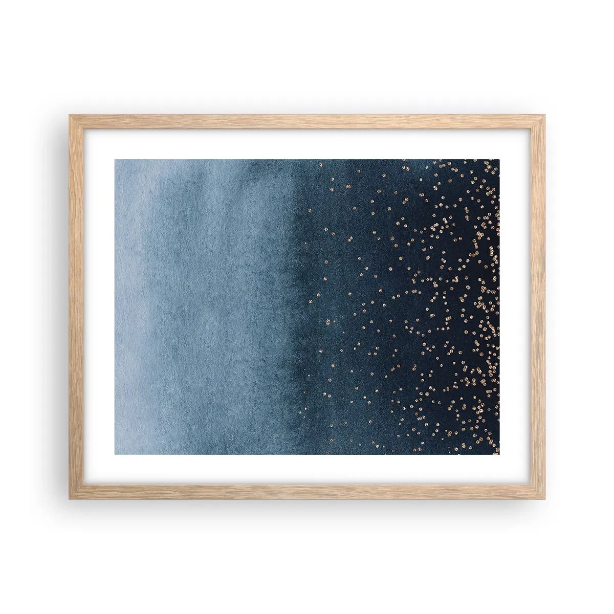 Een poster in een licht eiken lijst - Samenstelling - blauwe fasen - 50x40 cm