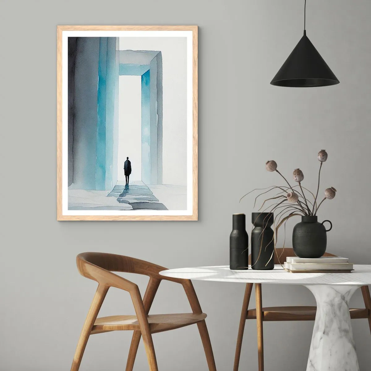 Een poster in een licht eiken lijst - Leef zonder grenzen - 50x70 cm