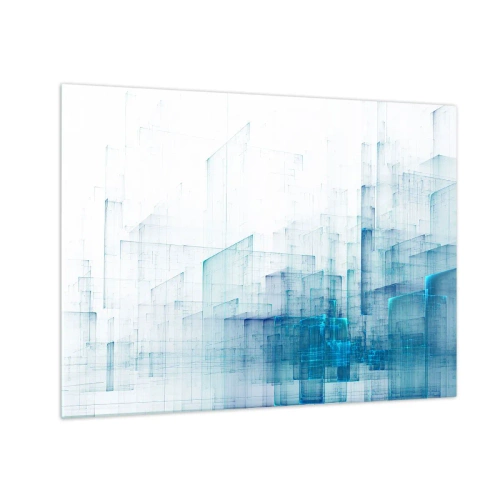 Schilderen op glas - Abstracte geometrische compositie in blauwtinten - 70x50cm - Hoe ruimte geworden is - Moderne wanddecoratie voor woonkamer en slaapkamer ARTTOR
