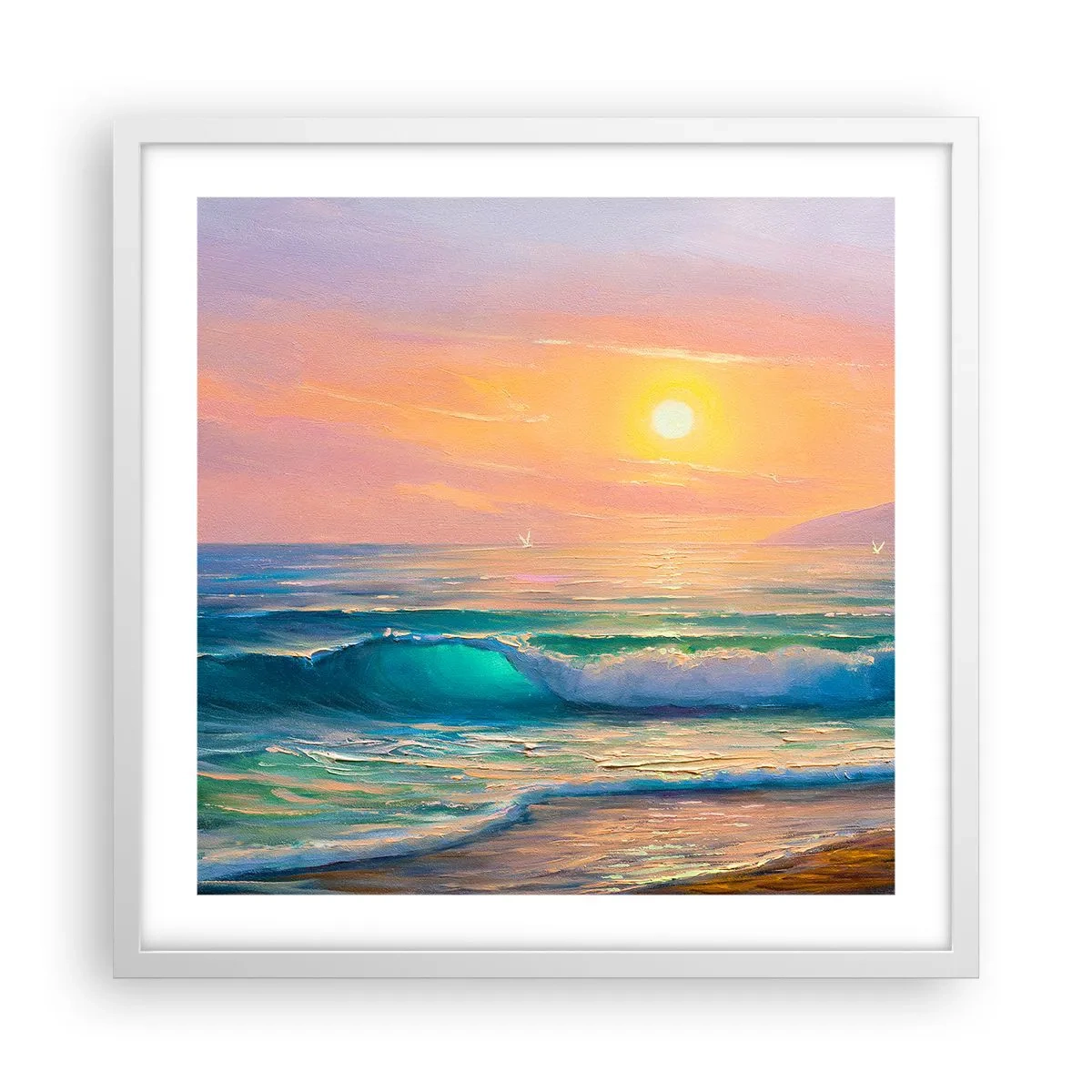 Poster in een witte lijst - Een turquoise lied van de golven - 50x50 cm