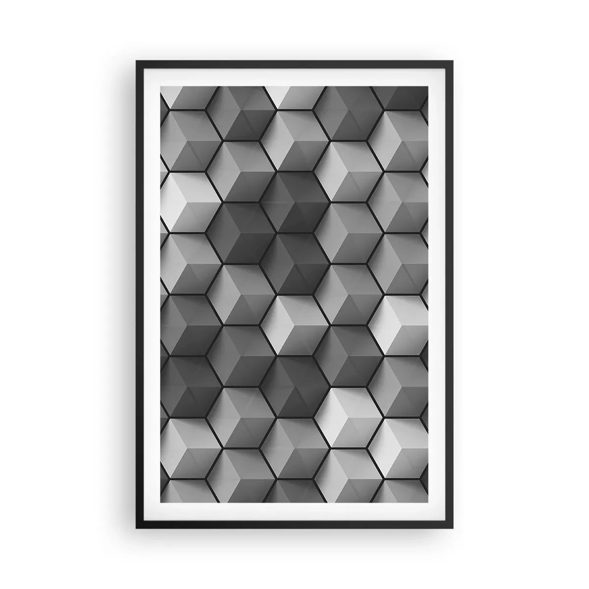 Poster in een zwarte lijst - Kubistische puzzel - 61x91 cm
