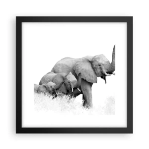 Poster in een zwarte lijst - Een twee drie - 30x30 cm