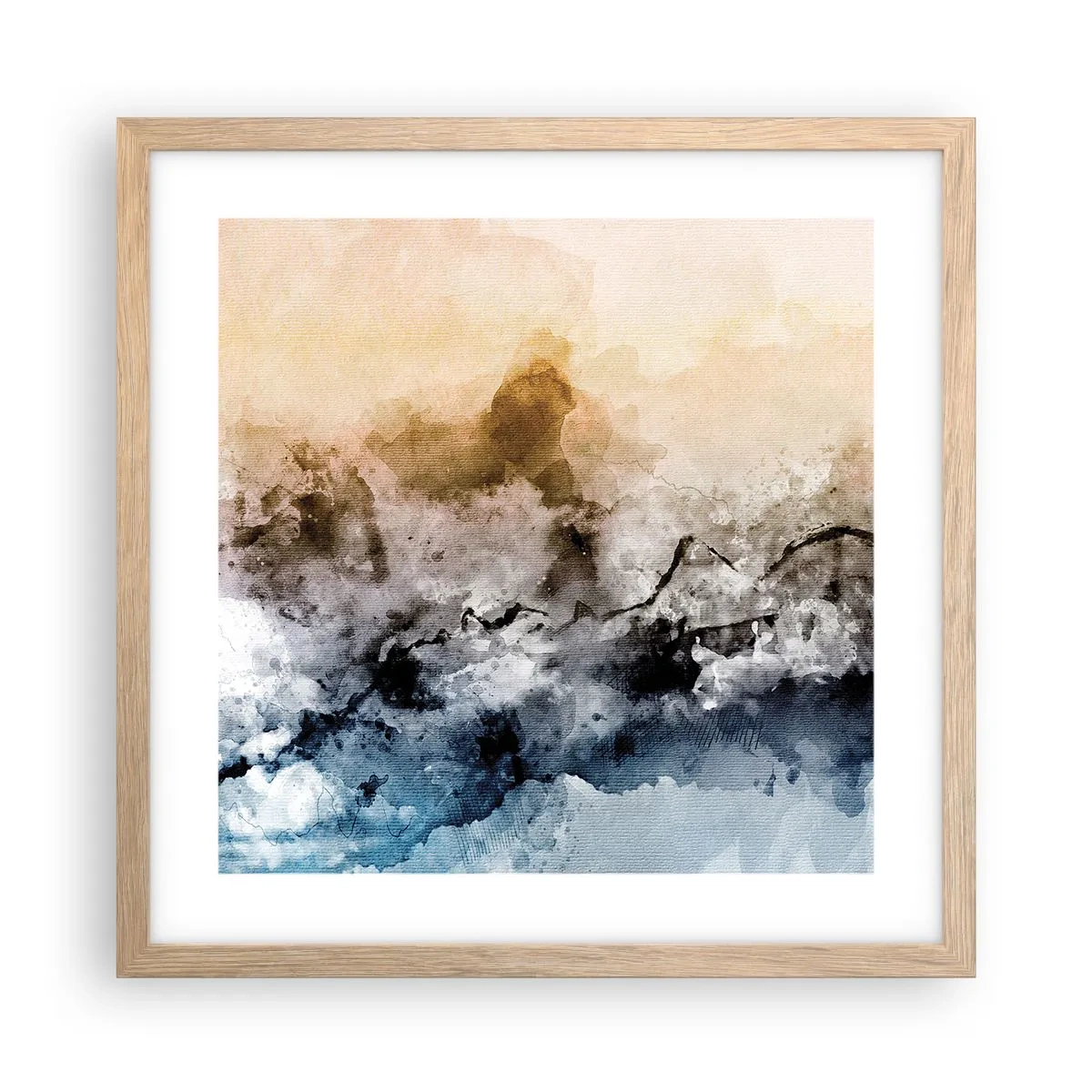 Een poster in een licht eiken lijst - Verdronken in een wolk van mist - 40x40 cm