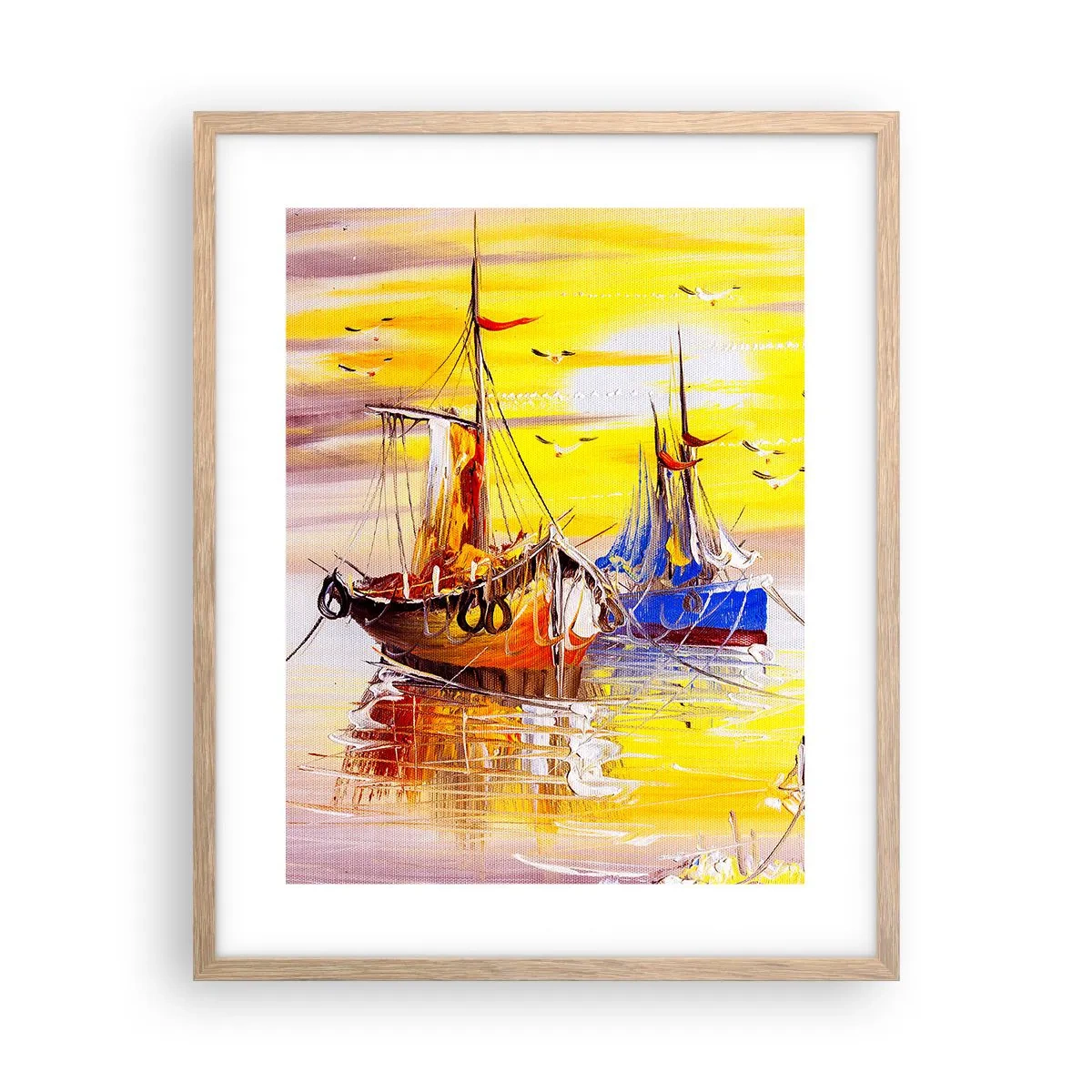 Een poster in een licht eiken lijst - Een welverdiende rust in de haven - 40x50 cm