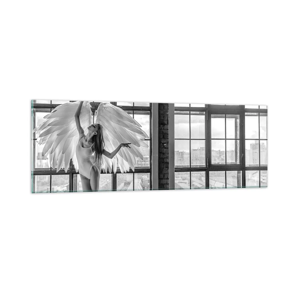 Schilderen op glas - Stad der Engelen? - 90x30 cm