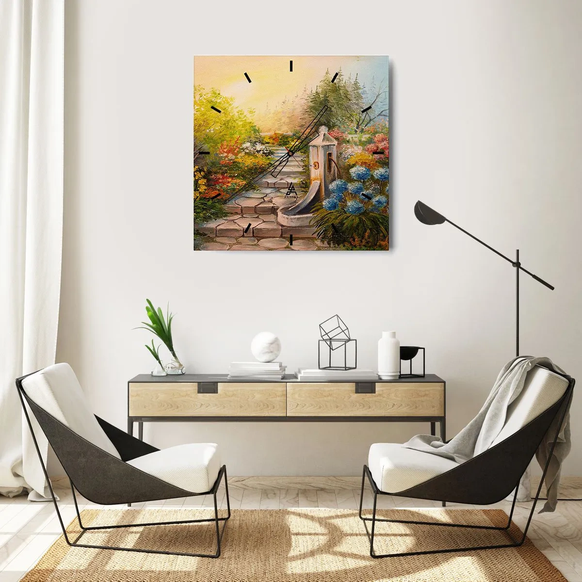 Wandklok - Klok - In volle bloei - 30x30 cm