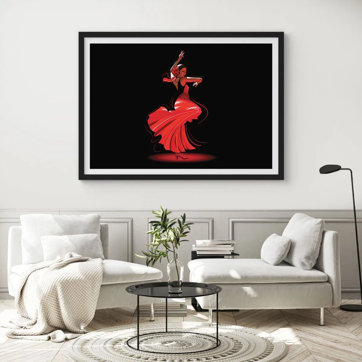 Poster in een zwarte lijst - De vurige geest van flamenco - 100x70 cm