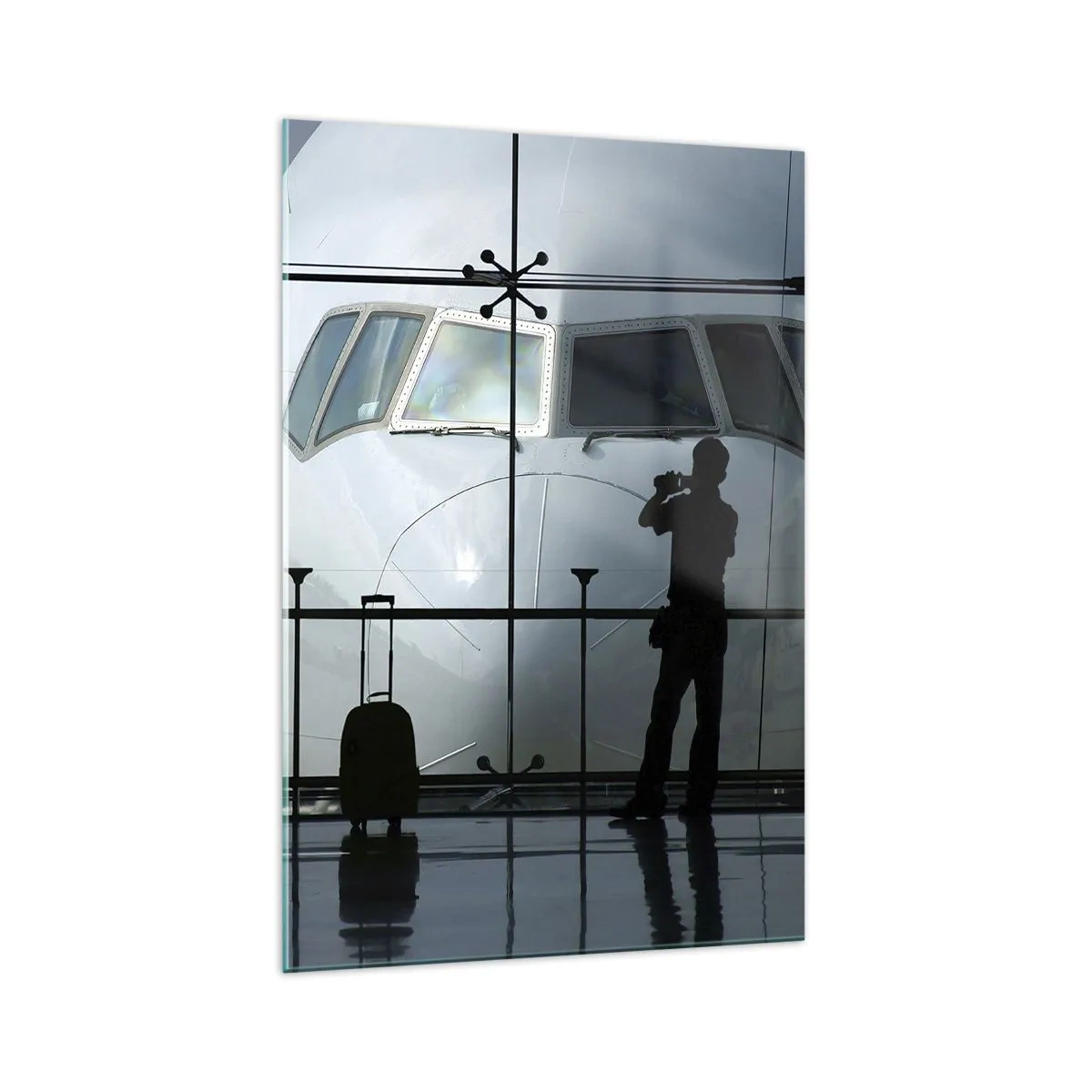 Schilderen op glas - Vis a vis op de luchthaven - 70x100 cm
