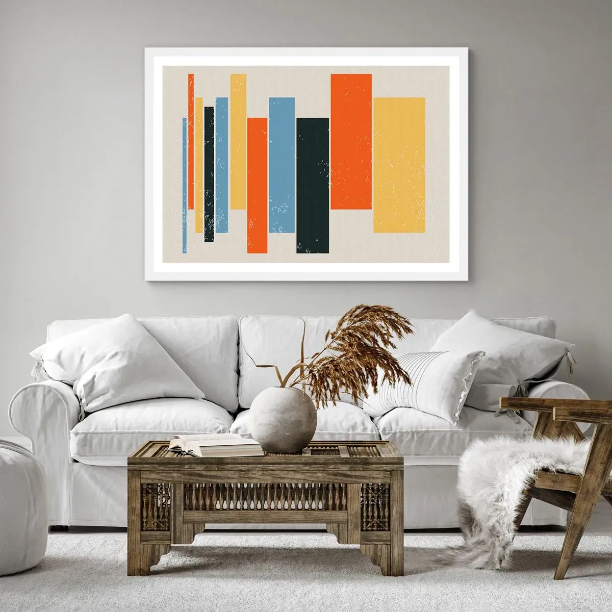 Poster in een witte lijst - Muzieknotatie - 100x70 cm