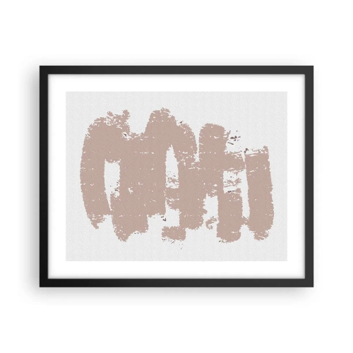 Poster in een zwarte lijst - Abstractie in zachtroze - 50x40 cm