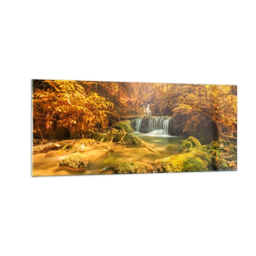 Schilderen op glas - Boscascade in goud - 100x40 cm