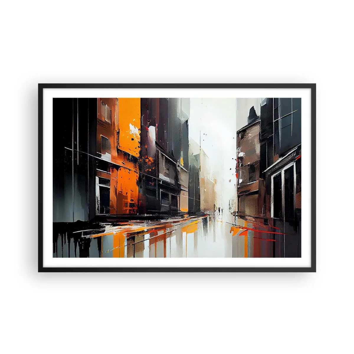 Poster in een zwarte lijst - Regenachtige dag - 91x61 cm