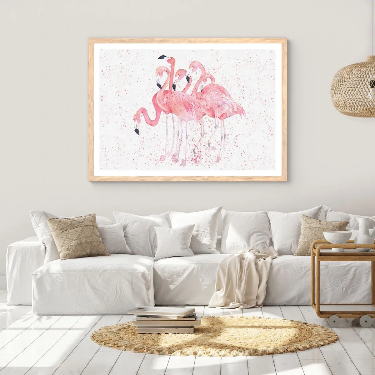 Een poster in een licht eiken lijst - Roze ensemble - 50x40 cm