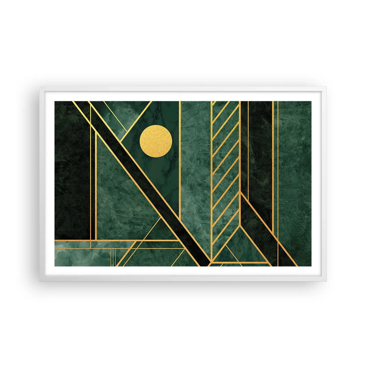 Poster in een witte lijst - Dynamiek van goud en azuur - 91x61 cm