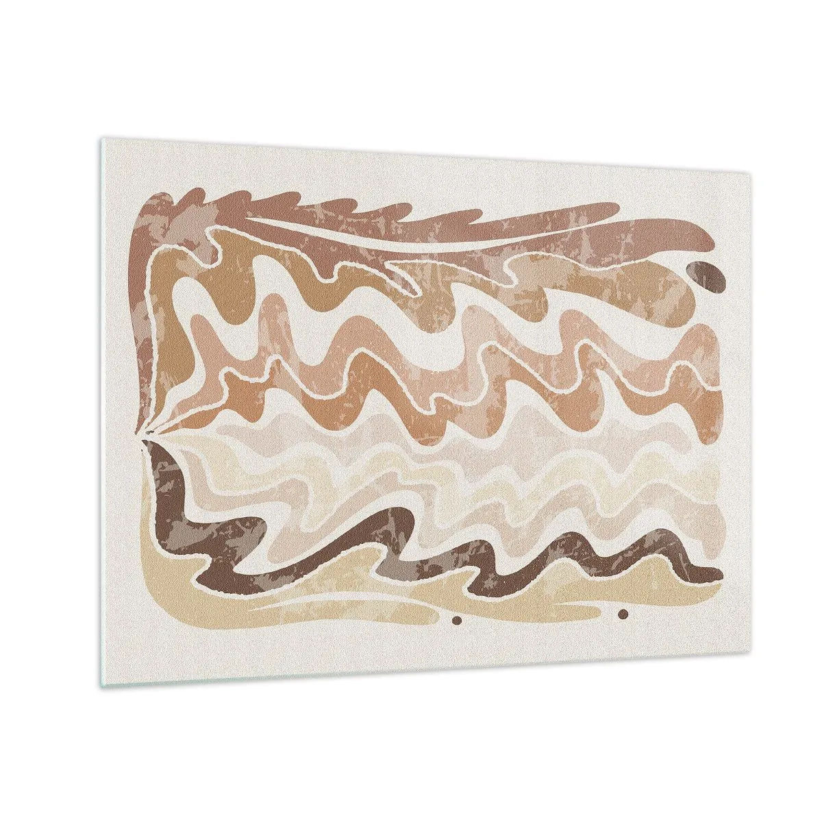 Schilderen op glas - Beige en bruine golven in een abstracte compositie - 70x50cm - Goede energie – goede emoties - Moderne wanddecoratie voor woonkamer en slaapkamer ARTTOR