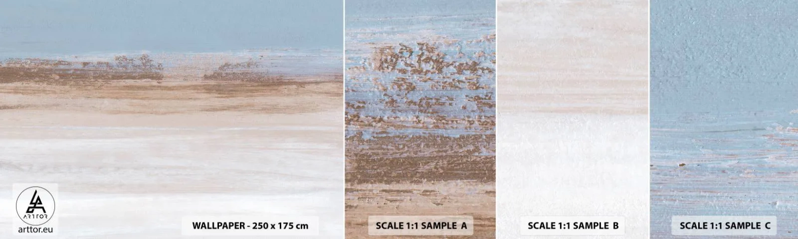 Fotobehang Monster Zelfklevend Deluxe Sticker - Dubbelzinnig landschap - Deel, Helder, Minimalisme - 100x30 cm