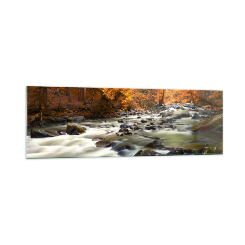 Schilderen op glas - Een stroom in een gouden bos - 160x50 cm