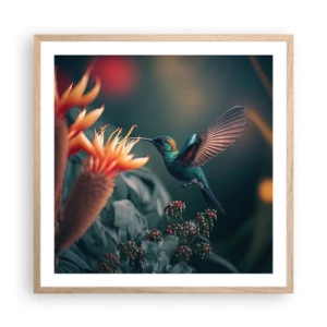 Een poster in een licht eiken lijst - een werkelijk kleurrijk leven - 60x60 cm